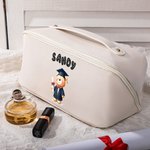Personalizado lindo oso de la graduación de cuero de PU de apertura amplia bolsa de maquillaje con el nombre de la burbuja 3D de viaje accesorio de cumpleaños regalo de graduación para los amigos de l