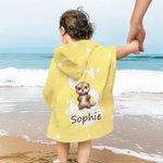 Gepersonaliseerde Oversized Strandlaken met Dierenkap voor Kinderen met Naam Initiaal Superabsorberend voor Reizen Zomervakantie Als Verjaardagscadeau