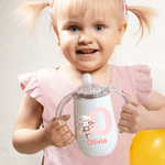 Personalized Initial Cute Ballet Bear Sheep Animal 10 oz Insulated Name Sippy Cup with Lid and Handle Birthday Baby Shower Gift for Toddler Kids