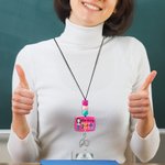 Personalized Cute Cartoon Teacher Adjustable Lanyard with Silicone Beads and Keychain for Id Badges and Keys Teacher's Day  Birthday Gift for Teachers