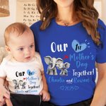 Personalisierte unsere erste Muttertag zusammen niedliche Tier 100% Baumwolle Baby Bodysuit Erwachsene T-Shirt mit Namen Geburtstag Geschenk für Baby neugeborenen Mama