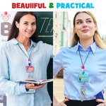 Personalized Cute Cartoon Teacher Adjustable Lanyard with Silicone Beads and Keychain for Id Badges and Keys Teacher's Day  Birthday Gift for Teachers