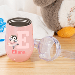 Personalized Initial Cute Ballet Bear Sheep Animal 10 oz Insulated Name Sippy Cup with Lid and Handle Birthday Baby Shower Gift for Toddler Kids