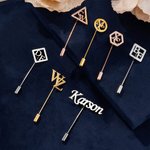 Personalised Initials Name Cufflinks Tie Clip Brooch Pin Father's Day Wedding Anniversary Birthday Gift for Father Men Groomsmen