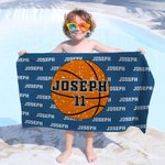 Personalised Basketball Volleyball Football Quick Dry Oversized Microfiber Beach Towel with Name and Number Travel Essential Holiday Gift for Kids