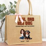 Personalizado Una chica y sus perros tienen un vínculo inquebrantable Bolsa de yute con nombre de dibujos animados en 3D Accesorio de viaje Regalo de cumpleaños para dueños de perros