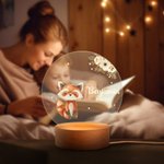Gepersonaliseerd Bloemetjesfiguur Beer Konijn Dier LED Nachtlampje met Naam en Houten Voetstuk Kinderkamer Decoratie Baby Shower Verjaardagscadeau voor Baby Kind