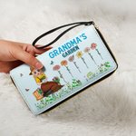 Cartera personalizada de cuero de PU con 1-12 nombres y correa para la muñeca para el Día de la Madre Regalo de agradecimiento para la abuela mamá