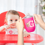 Personalized Initial Cute Ballet Bear Sheep Animal 10 oz Insulated Name Sippy Cup with Lid and Handle Birthday Baby Shower Gift for Toddler Kids