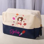 Sac de Maquillage de Grande Capacité Personnalisé avec Nom et Image de Femme Accessoire pour Utilisation Quotidien Voyage Cadeau pour Femme Fille
