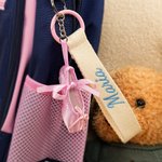 Personalisierte Multicolor Ballettschuhe gesticktes Namensschild Herz Schlüsselanhänger Rucksack Zubehör Geburtstagsgeschenk für Ballerina