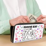 Personalisierte Floral Mama Bär und 1-10 Baby Bären Frauen Portemonnaie mit Fächern Muttertag Geburtstag Geschenk für Mama Oma