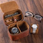 Personalized Engraved Monogram Initial Name Leather Storage Box Portable Travel Accessories Birthday Father's Day Gift for Father Husband