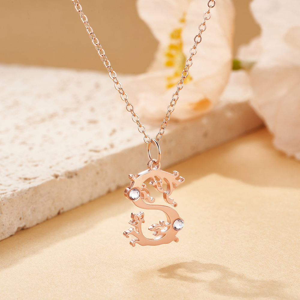 Collier Artistique Personnalisé Initiale Florale Zircon Bijoux Dainty Birthday Mother's Day Gift for Mom Sisters Friends