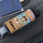 Personalisierte Himmelblau Sonnenuntergang Strand Cartoon Gepäck Griff Wrap Identifier mit Namen Set von 2 Reise-Accessoires Geburtstagsgeschenk für Travel Lovers