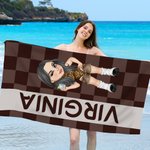 Personalizado Y2K estilo de dibujos animados de caracteres de tela escocesa de gran tamaño de secado rápido toalla de playa con el nombre de la playa de la piscina del partido de cumpleaños de regalo 