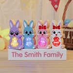 Personalised Cute Bunny LED Light Wooden Decoration with Tabletop Name Block Sign Easter Party Housewarming Mother's Day Gift for Family Kids
