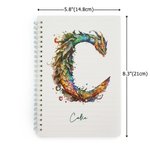 Cahier à spirales A5 avec texte et 120 pages lignées Fournitures de bureau Cadeau d'anniversaire pour les amoureux des dragons