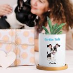 Gepersonaliseerde Schattige 1-6 3D Cartoon Dieren Keramische Plantenbak met Afvoergat en Bamboe Basis Verjaardagscadeau voor Huisdierliefhebber