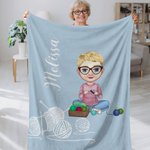 Personalizada de dibujos animados de punto de ganchillo suave manta con el nombre del Día de la Madre regalo de cumpleaños para la mamá de la abuela amantes de tejer