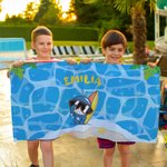 Personalisiertes Niedliches Wal Schildkröte Meerestier Surfer Strandtuch mit Namen Schnelltrocknend Reisezubehör Pool Party Geschenk für Kinder