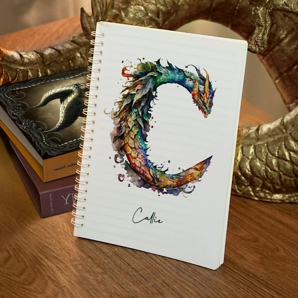 Cahier à spirales A5 avec texte et 120 pages lignées Fournitures de bureau Cadeau d'anniversaire pour les amoureux des dragons
