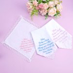 Personalisierte Spitze Rand Welle gestickten Text 100% Baumwolle Taschentuch mit Namen und Datum Hochzeit Souvenir Segen Geschenk für Mama
