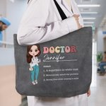 Personalisierte Cartoon medizinischen Charakter große wiederverwendbare Tragetasche mit Titel und Substantive Krankenschwester Woche Anerkennung Geschenk für Krankenschwester Arzt medizinisches Person