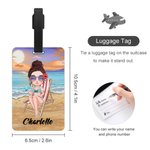 Personalisierte Himmel blau Sonnenuntergang Cartoon Charakter Gepäckanhänger mit Namen Reisezubehör Geburtstag Geschenk für Familie Freunde