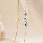 Personalisiertes Minimalistisches Armband mit Geburtsblumen Geburtssteinen Muttertag Geburtstag Jahrestag Geschenk für Damen Oma Mama