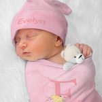 Personalized Classic Winnie the Pooh 100% Cotton Soft Swaddle and Hat Set with Initial and Name Baby Shower Birthday Gift for Baby Newborn