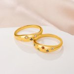 Personalisierte Vintage Star 1-5 Birthstones Ring Zierliche Schmuck Geburtstag Jahrestag Muttertag Geschenk für Mama Oma