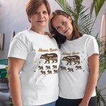 Personalisierte Floral niedlichen Bären Pfote Print T-Shirt Sweatshirt mit Titel und 1-12 Namen Muttertag Geburtstag Geschenk für Mama Oma Familie