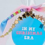 Ornement personnalisé en forme de boule lumineuse Disco avec perles et sangles pour arbre de Noël Cadeau d'anniversaire pour les amoureux de la musique