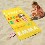Gepersonaliseerde oversized Quick Dry Cousin Crew Naam Strandlaken met Jaar Verjaardag Zomer Vakantie Accessoires Cadeau voor Jongens Meisjes