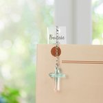 Personalized Gradient Blue Birth Flower Bible Verse Name Bookmark Keychain with Cross Charm Birthday Baptism Gift for Family Christian