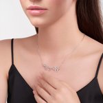 Personalized Birth Flower Birthstone Korean Name Necklace Korean Charm Jewellery Birthday Valentine's Day Anniversary Gift for Girlfriends Women