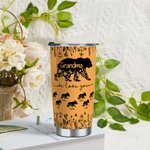 Personalized Cute Mom Bear 20 oz Tumbler with 1-12 Kid Bear Names and Straw Mother's Day Birthday Gift for Mom Grandma