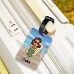 Personalisierte Himmel blau Sonnenuntergang Cartoon Charakter Gepäckanhänger mit Namen Reisezubehör Geburtstag Geschenk für Familie Freunde