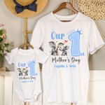 Personalized Cute Elephant 1st Mother's Day 100% Cotton T-shirt Baby Bodysuit with Name Birthday Gift for Baby Mom