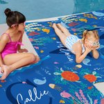 Asciugamano da spiaggia personalizzato in microfibra con iniziali e nome asciugatura rapida design a tema oceano regalo per viaggi estivi per bambini