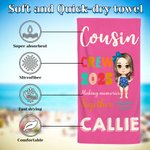 Gepersonaliseerde oversized Quick Dry Cousin Crew Naam Strandlaken met Jaar Verjaardag Zomer Vakantie Accessoires Cadeau voor Jongens Meisjes