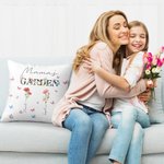 Personalisierte Omas Garten 1-8 Geburt Blumen weiches Kissen Abdeckung mit Namen Geburtstag Muttertag Geschenk für Mama Oma