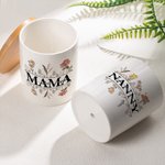 Personalised 1-12 Birth Flowers Ceramic Planter Pot with Drainage and Bamboo Base Birthday Mother's Day Gift for Mom Grandma