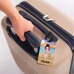 Personalisierte Himmel blau Sonnenuntergang Cartoon Charakter Gepäckanhänger mit Namen Reisezubehör Geburtstag Geschenk für Familie Freunde