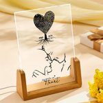 Árbol personalizado de huellas dactilares Mi Foto Sketch LED Luz de Noche con Años y Base de Madera Decoración del Hogar Día de San Valentín Madre Aniversario Regalo para Pareja