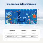 Asciugamano da spiaggia personalizzato in microfibra con iniziali e nome asciugatura rapida design a tema oceano regalo per viaggi estivi per bambini
