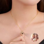 Personalisierte Foto-Projektions-Halskette mit Herz-Anhänger aus Zirkon Schmuck Muttertag Jahrestag Erinnerungsstück Geburtstag Geschenk für Damen