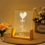 Árbol personalizado de huellas dactilares Mi Foto Sketch LED Luz de Noche con Años y Base de Madera Decoración del Hogar Día de San Valentín Madre Aniversario Regalo para Pareja