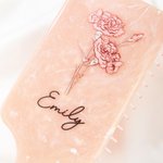 Personalised Birth Month Flower Hair Brush Mother's Day Bachelorette Party Birthday Gift for Women